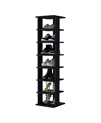 Fm Furniture Ivonny 7 Tier Tall Vertical Shoe Rack, Freestanding Organizer with Open Shelves, Wenge