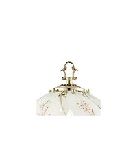 Regency Hill Traditional Accent Table Lamp 15" High Polished Brass Floral Etched Glass Shade Touch On Off for Bedroom Bedside