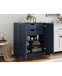 Palace Imports 100% Solid Wood 32" Bathroom Storage Cabinet with Shaker Doors, 2-Drawers & Adjustable Shelves