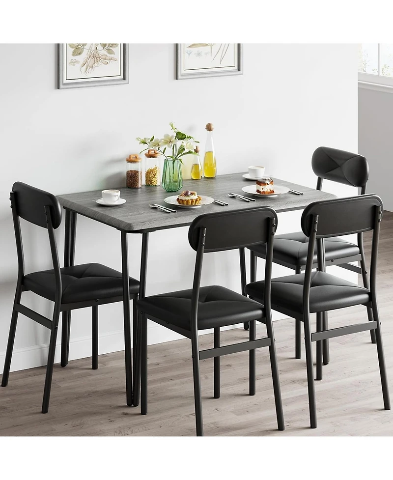gaomon Dining Table Set for 4, Kitchen Chairs of Industrial Room with 4 Upholstered