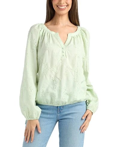 Bcx Women's Embroidered Long-Sleeve Top