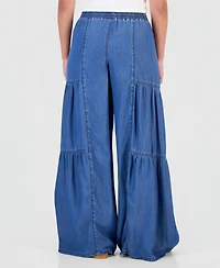Madden Girl Juniors' Chambray Tiered-Leg Drawstring Pants