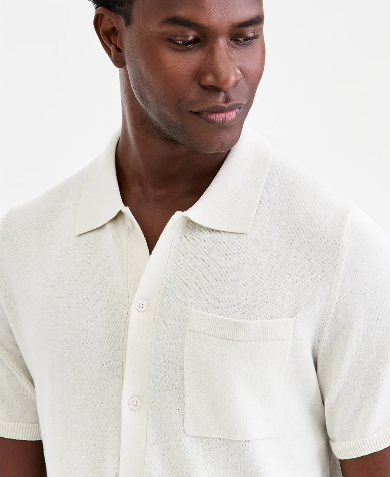 Club Room Men's Short-Sleeve Linen and Cotton Button Sweater Polo Shirt, Macy's Exclusive