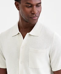 Club Room Men's Short-Sleeve Linen and Cotton Button Sweater Polo Shirt, Macy's Exclusive