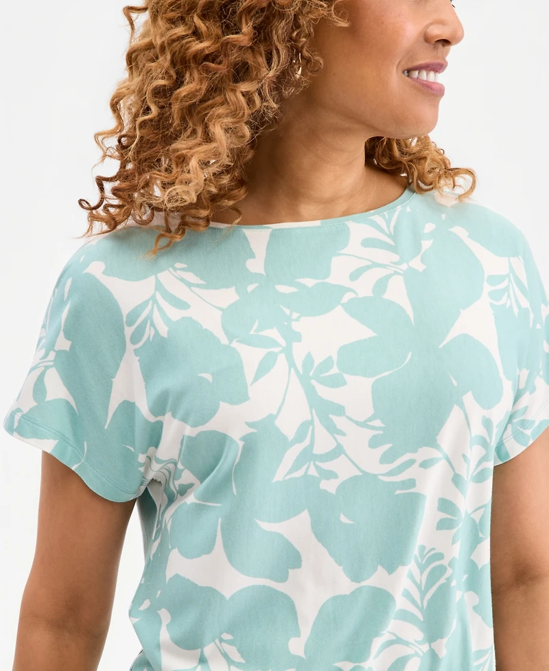 Jm Collection Women's Banded-Hem Short-Sleeve Knit Top, Macy's Exclusive