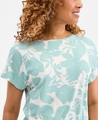 Jm Collection Women's Banded-Hem Short-Sleeve Knit Top, Macy's Exclusive
