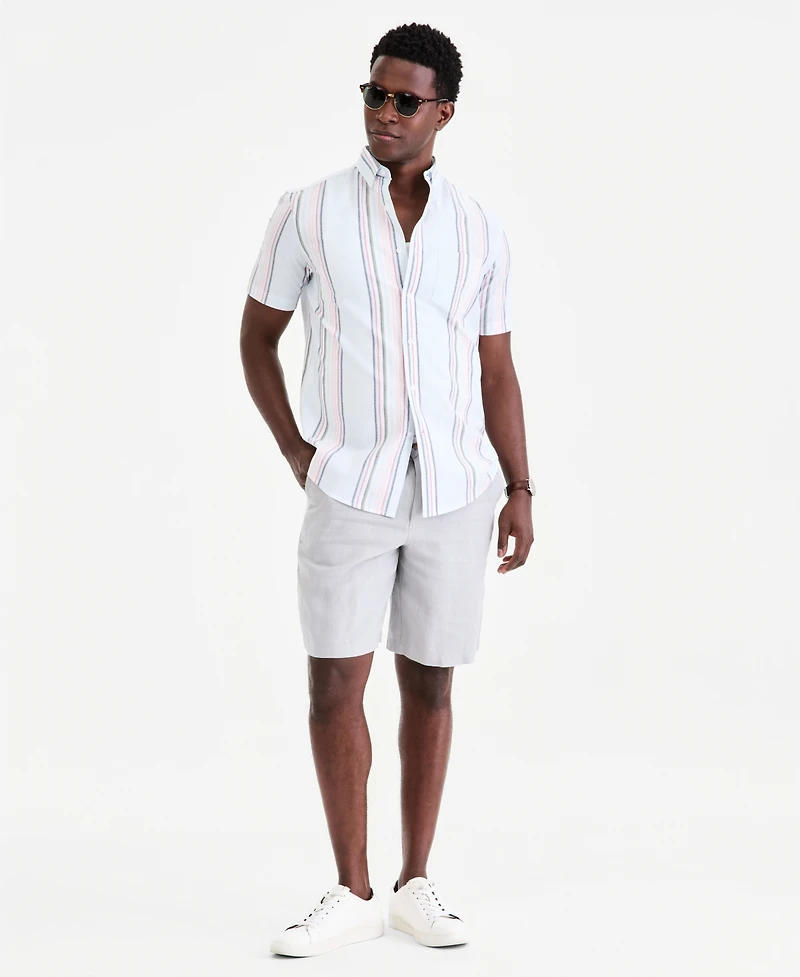 Club Room Men's Short-Sleeve Striped Oxford Shirt, Macy's Exclusive - Ox Stripe Yd