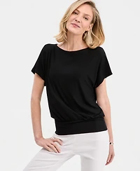 Jm Collection Women's Banded-Hem Short-Sleeve Knit Top, Macy's Exclusive