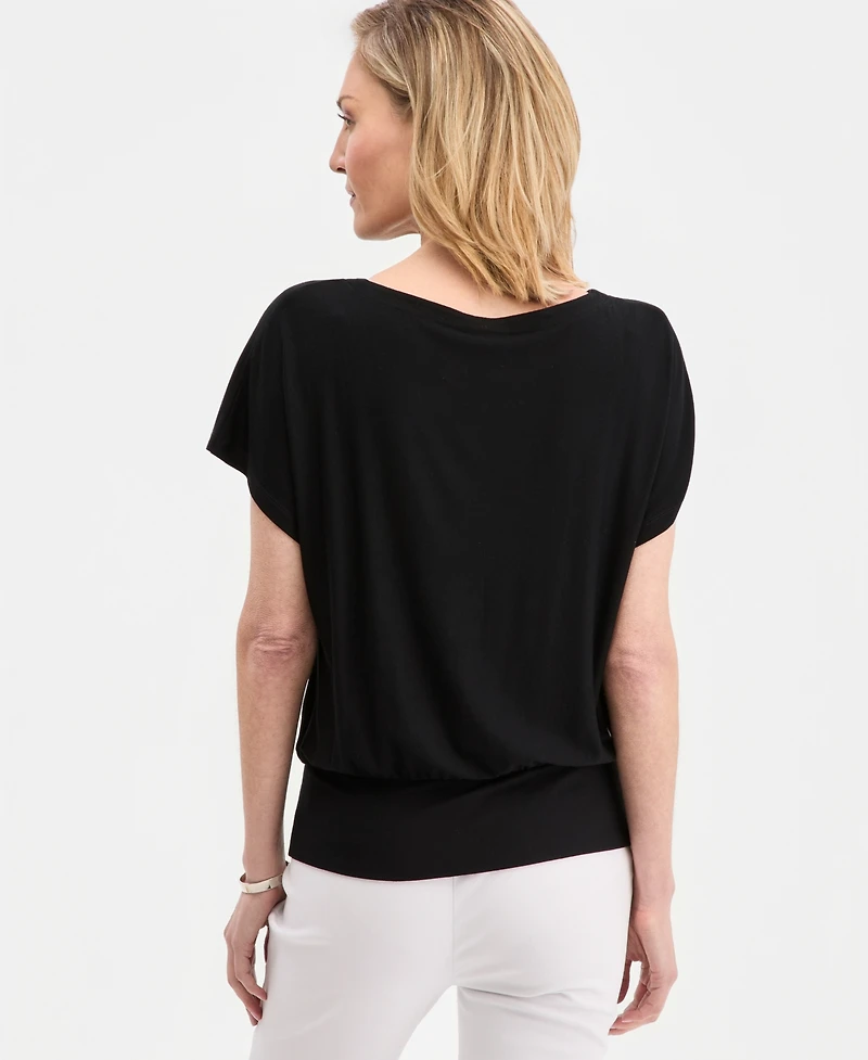 Jm Collection Women's Banded-Hem Short-Sleeve Knit Top, Macy's Exclusive