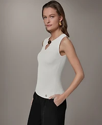 Donna Karan New York Women's Sleeveless Keyhole Sweater