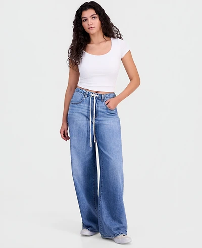 Celebrity Pink Juniors' Drawstring-Waist Wide-Leg Jeans