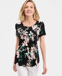 Jm Collection Women's Printed Scoop-Neck Short Sleeve Top, Macy's Exclusive