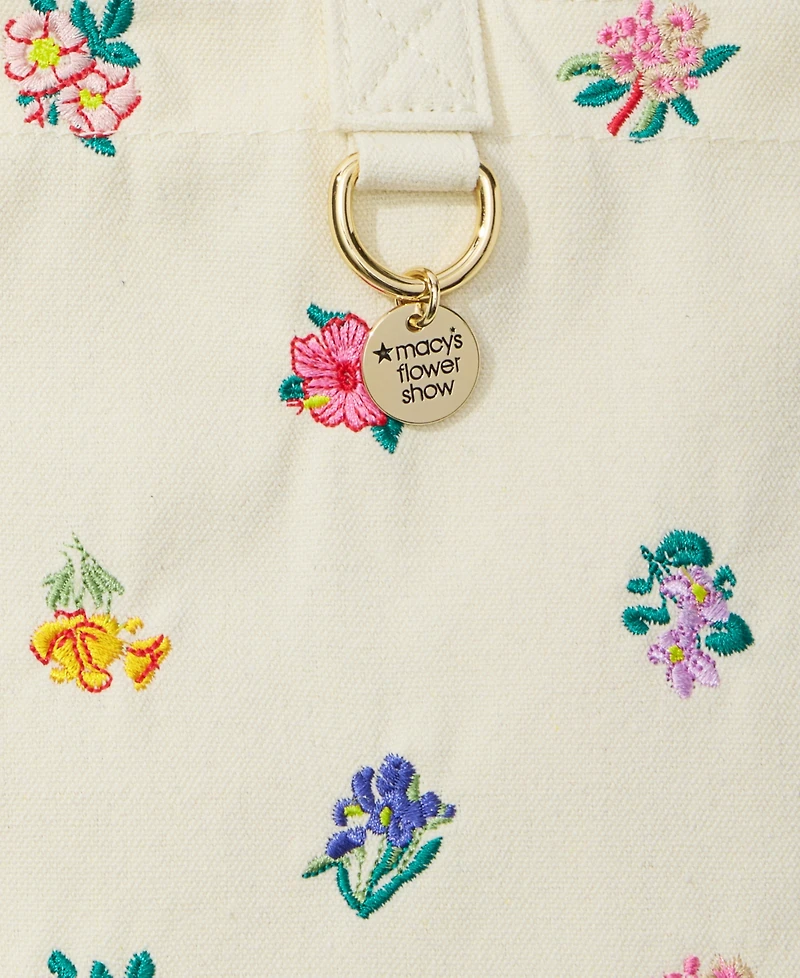 Macy's Flower Show Scattered Flower Embroidery Farmers Market Tote Bag, Macy's Exclusive