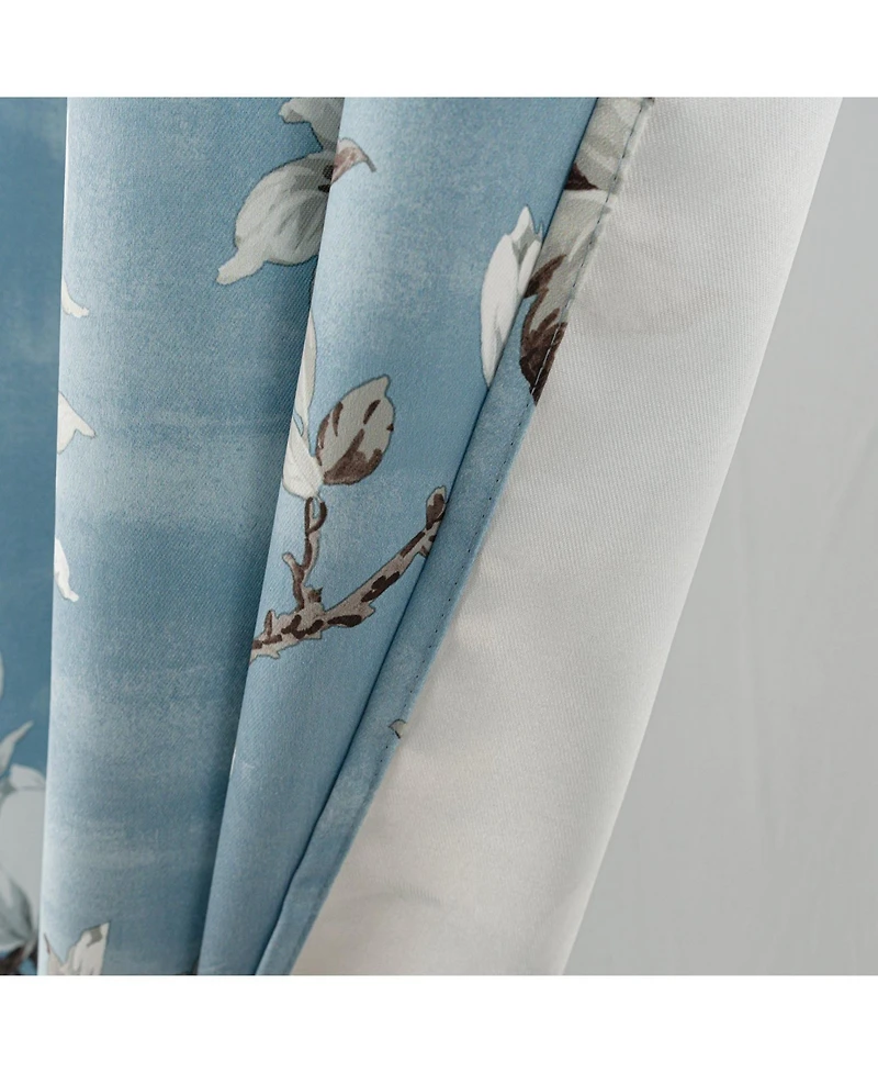 Olivia Gray 100% Polyester 200 Gsm Blossom Printed Blackout Grommet Curtain Panel 54" x 84