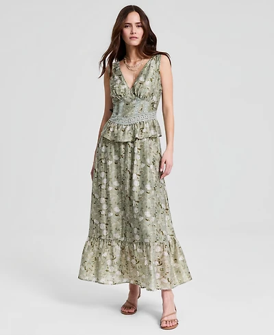 And Now This Women's Corset Peplum Maxi Dress, Macy's Exclusive