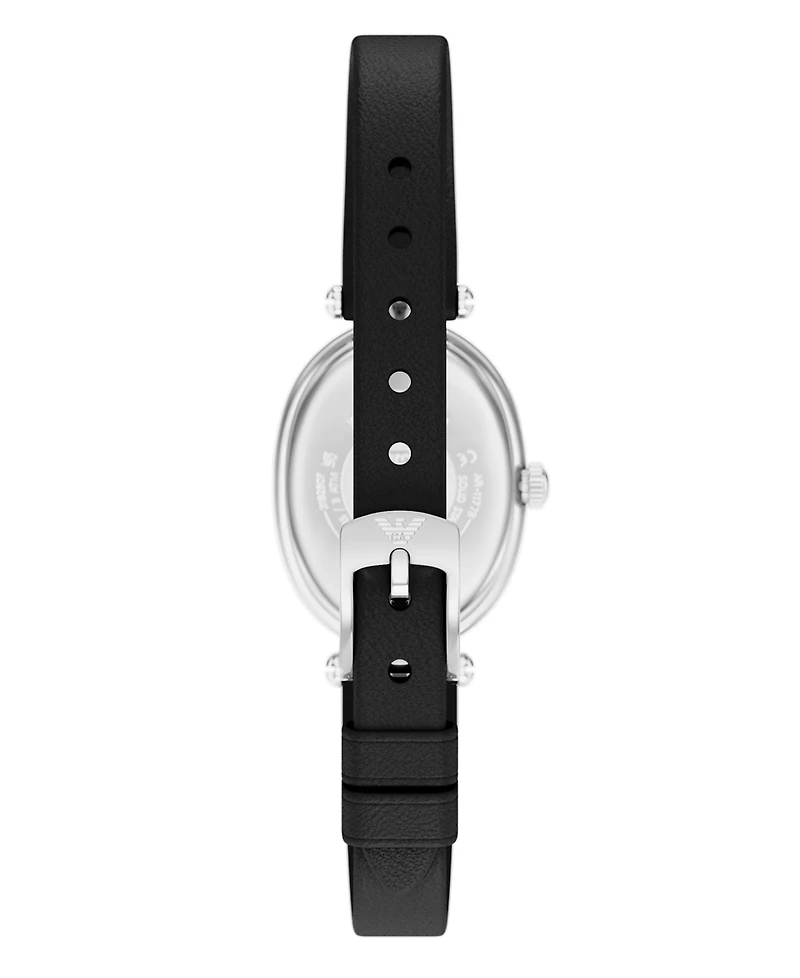 Emporio Armani Women's Quartz Two-Hand Black Leather Watch, 28mm