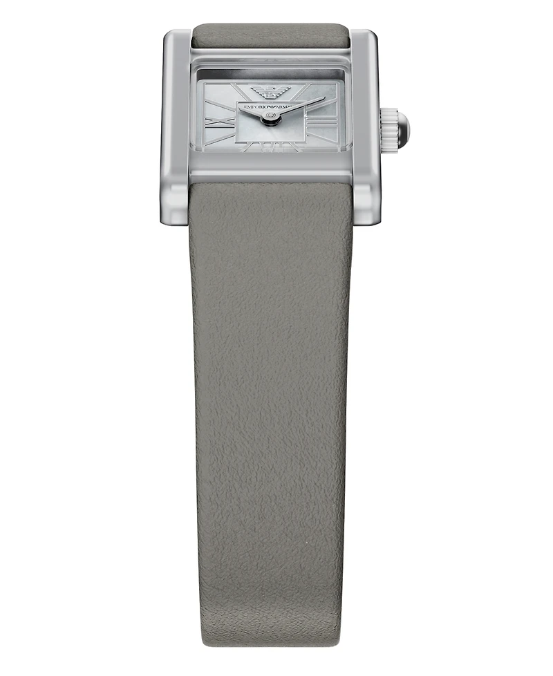 Emporio Armani Women's Quartz Two-Hand Gray Leather Watch, 26mm