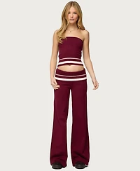 Edikted Women's Kaliya Stripey Foldover Knit Pants