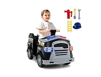 Slickblue Kids 12V Fire Truck Ride-On with Tools for Ages 37-95 Months