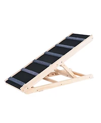 Aostirmotor Adjustable Wooden Dog Ramp: Folding 41.3" Pet Ramp for Bed, Couch, or Car