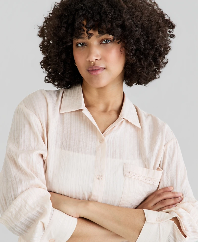 And Now This Women's Oversized Satin Shirt, Macy's Exclusive