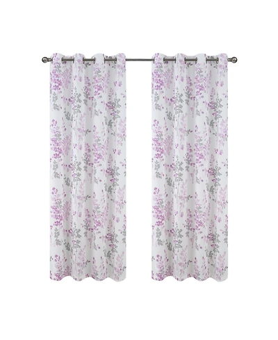 Olivia Gray 100% Polyester 140 Gsm Aiden Printed Textured Grommet Curtain Panel 54" x 90" Blush