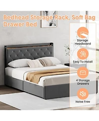 gaomon Storage Bed Frame with Headboard, 4 Drawers Under Storage Beds