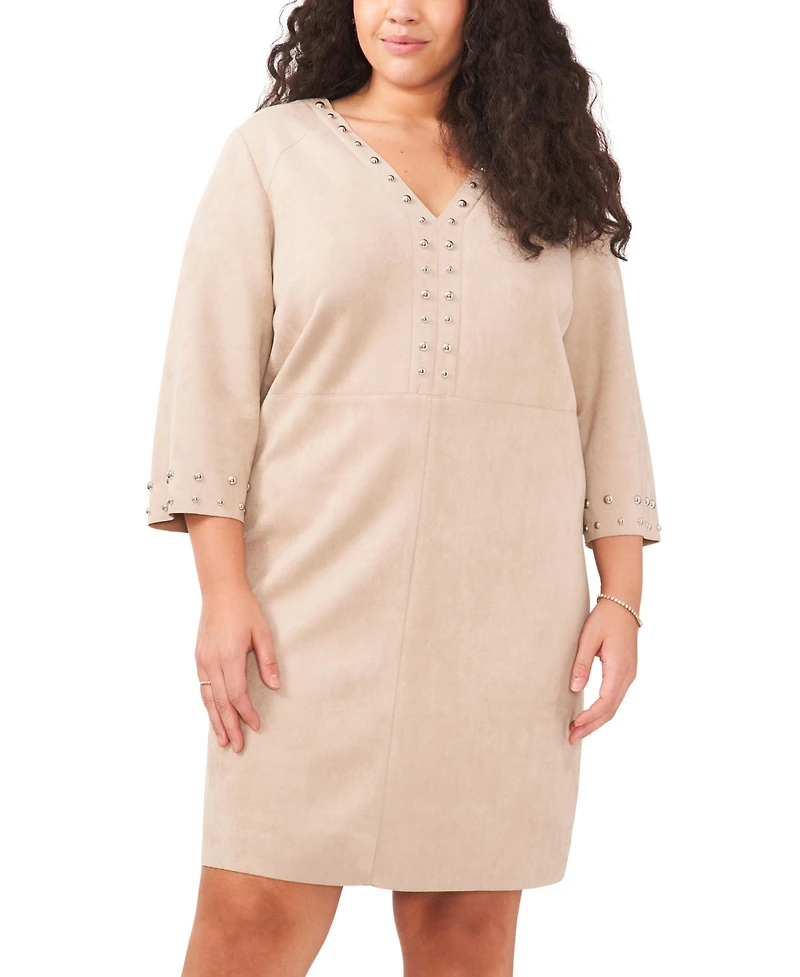Vince Camuto Plus V-Neck Studded Dress