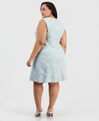 Connected Plus Cloquet Cutout-Neck Sheath Dress