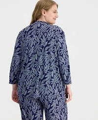 Anne Klein Essentials Plus Size Pleated 3/4-Sleeve Top