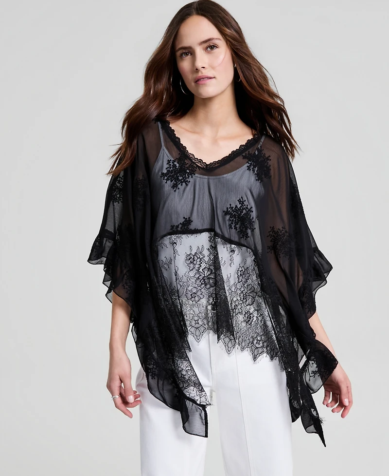 And Now This Women's Embroidered Woven Poncho, Macy's Exclusive