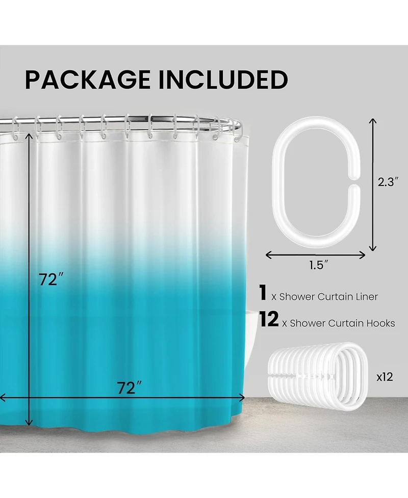 LiBa Shower Curtain Liner Waterproof Weighted with Magnets and Rings