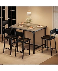 gaomon 5 Piece Dining Table Set for 4 with Footrest and Corner Protectors, Counter Height Kitchen Table with Upholstered Bar Stools