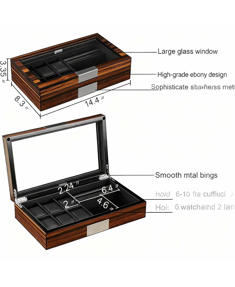 Yigii Luxury Pu Leather Watch, Cufflinks & Sunglasses Organizer