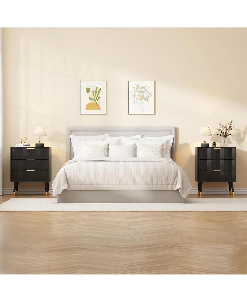 gaomon 3 Drawer Dresser for Bedroom, Modern Nightstand with Wide Top, Chest of Drawers with Deep Drawers, Wooden Dresser, Side Table for Hallway