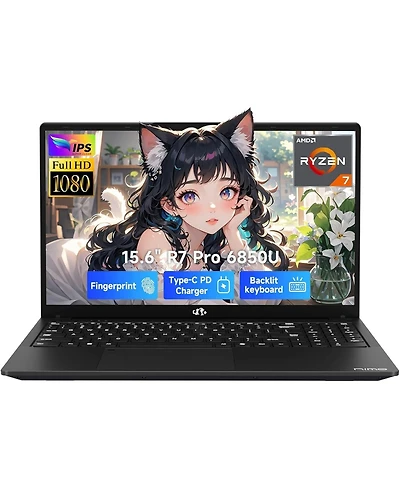 Nimo 15.6" Light-Gaming-Laptop, 8 Cores Amd Ryzen 7 Pro 6850U 32GB LPDDR5 Ram 1TB Ssd