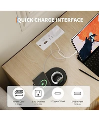gaomon Fluted Nightstand with Charging Station, Bedside Table with 3 Drawers Storage Space.