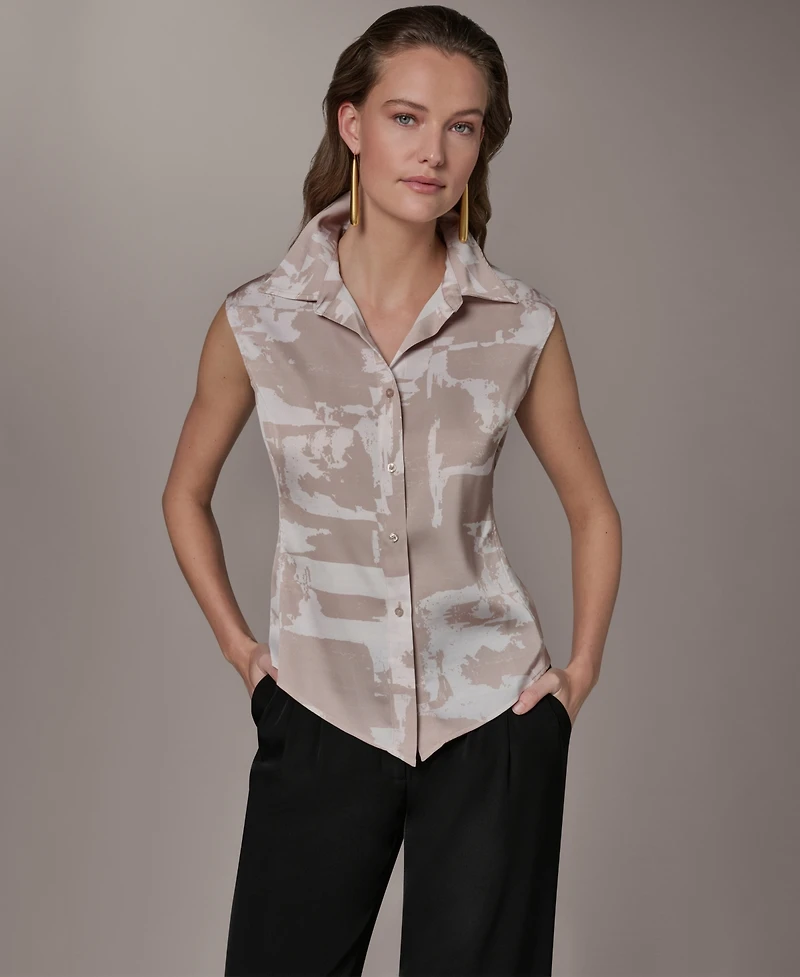 Donna Karan New York Petite Sleeveless Collared Top