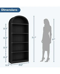 gaomon 71" Tall 5-Shelf Arched Bookcase – Farmhouse Wooden Bookshelf with Display Storage Rack, Freestanding for Home Office, Liv