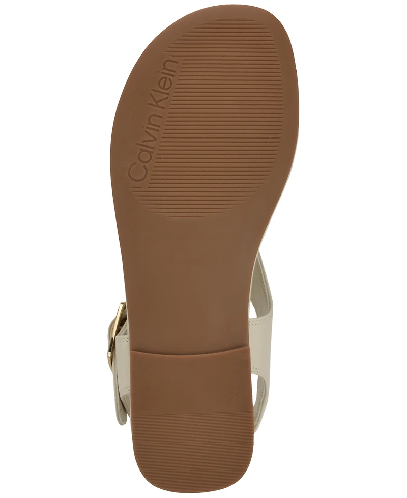 Calvin Klein Women's Moraca Buckle T-Strap Flat Sandals
