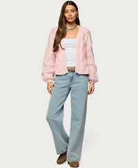 Edikted Women's Braiden Chunky Cable Knit Cardigan