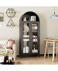 Yigii Arched Glass Cabinet for Home Office, Easy Assembly