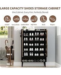gaomon Large Shoe Cabinet with Doors – 6-Tier Shoe Organizer with 2 Doors and Extra Hooks, Freestanding Shoe Storage for Hallway, Entryway