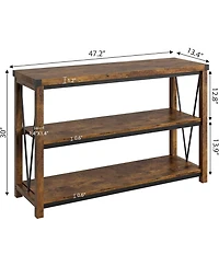 gaomon Farmhouse Table,47" Narrow Long Console Table with Storage, 3 Tier Wood for Living Room, Sofa Tables Behind