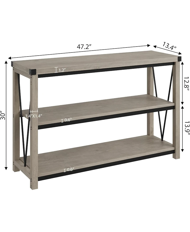 gaomon Farmhouse Table,47" Narrow Long Console Table with Storage, 3 Tier Wood Console Table for Living Room, Farmhouse Sofa Tables Behind