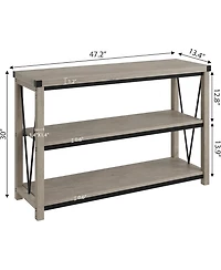 gaomon Farmhouse Table,47" Narrow Long Console Table with Storage, 3 Tier Wood Console Table for Living Room, Farmhouse Sofa Tables Behind