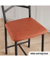 gaomon Set of 4 Pu Leather Counter-Height Bar Stools with Back and Footrest