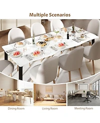 gaomon Dining Table for 6-8 70.9" Minimalist Table with Wave Irregular Edge Thick Mdf Top and Metal Frame Waterproof Scratch-Resistant Versatile