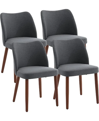 gaomon Dining Chair Set of 4, Linen Upholstered Dining Chair with Wood Legs, Wing Backrest, Wooden Kitchen Chair, Kitchen Chairs with Thick Cushions