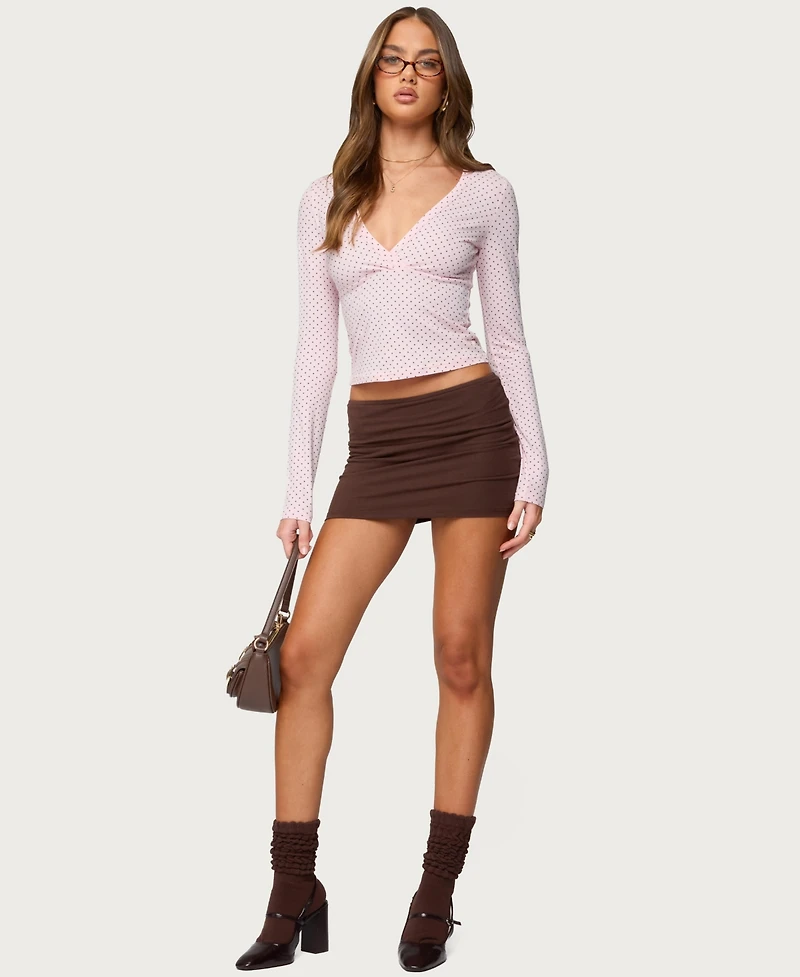 Edikted Women's Kianah Polka Dot V Neck T Shirt